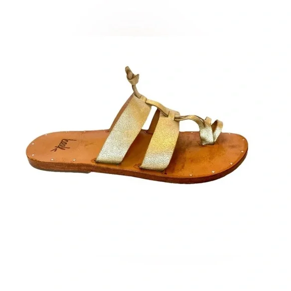 Beek Gold Leather Sandals Size 9 | Handmade Slide Sandals - Picture 3 of 11